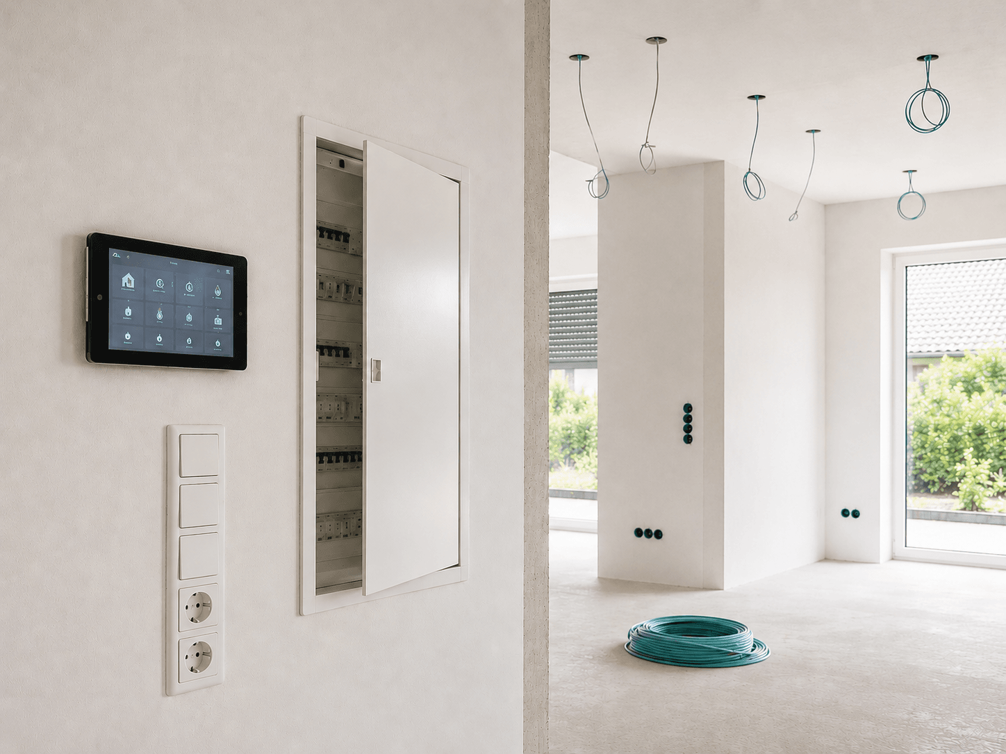Intelligente Elektroinstallation und Gebäudeautomation in einem technischen Gebäudeumfeld